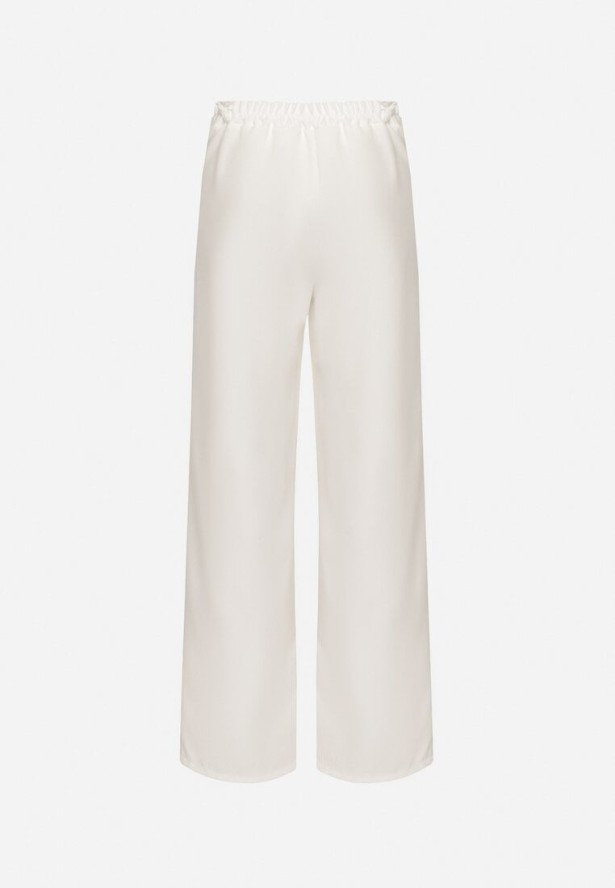 Białe Garniturowe Spodnie z Wysokim Stanem Vivisora