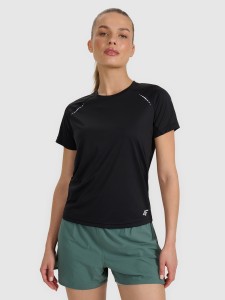 4F Koszulka do biegania w terenie szybkoschnąca damska - czarna XS