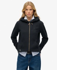 superdry Bluza z kapturem Essential Logo Zip Half Brushed – ECLIPSE NAVY