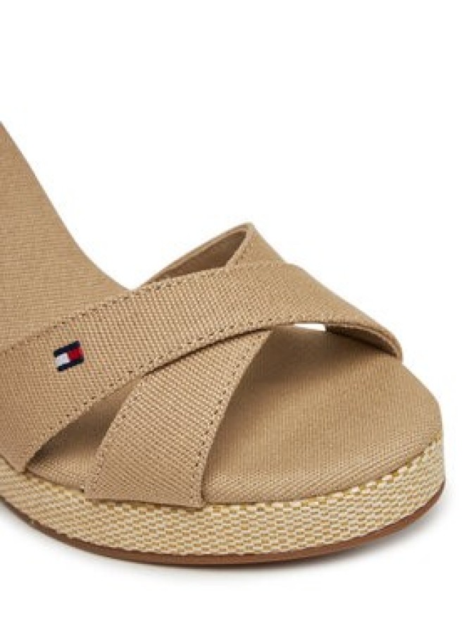 Tommy Hilfiger Sandały Flag High Wedge Espad Crisscross FW0FW08661 Beżowy