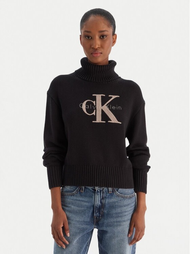 Calvin Klein Jeans Golf Chenille Monologo LV047D354G Czarny Regular Fit