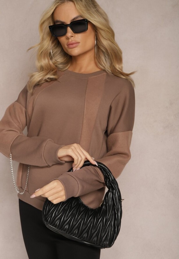 Brązowa Bawełniana Bluza z Łańcuszkiem Eleutia