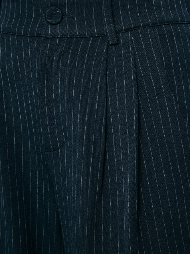 Spodnie damskie z szeroką nogawką w prążek granatowe Elvie 403