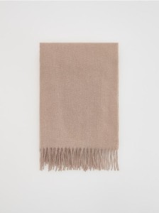 Gładki szalik z frędzlami - kremowy