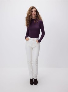 Gładki longsleeve - ciemnofioletowy