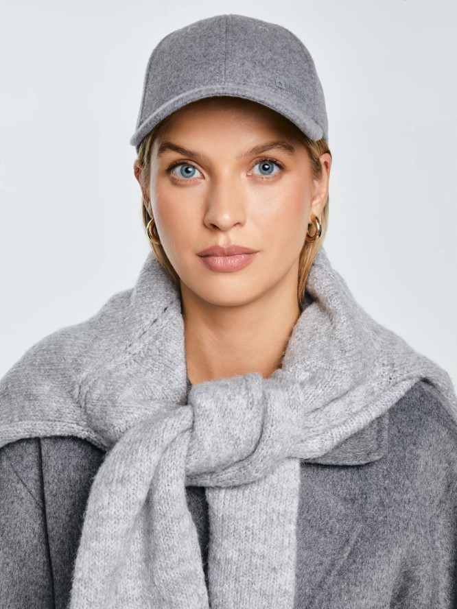 Czapka z daszkiem wełniana szara Lano 902