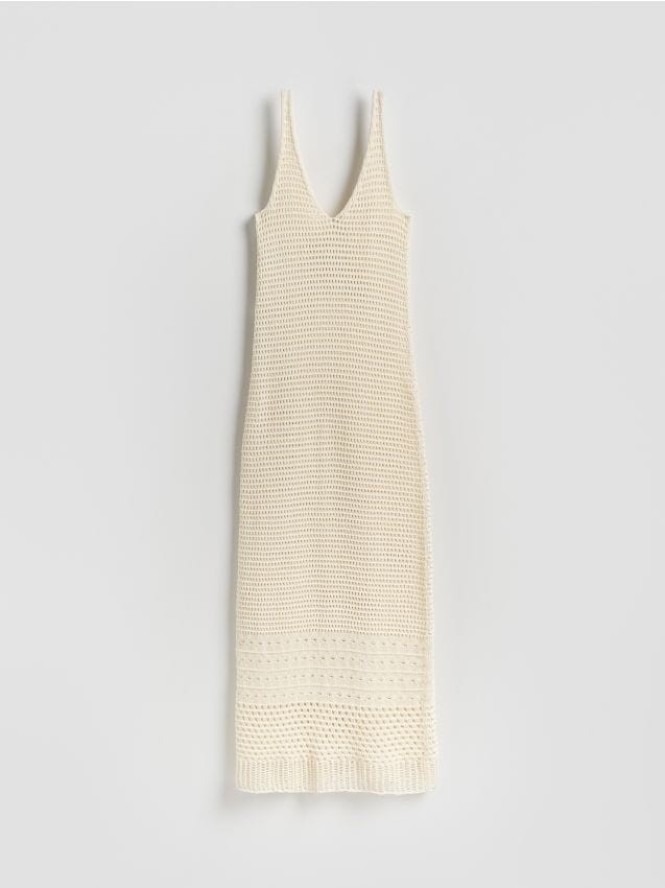 Dzianinowa sukienka maxi - złamana biel