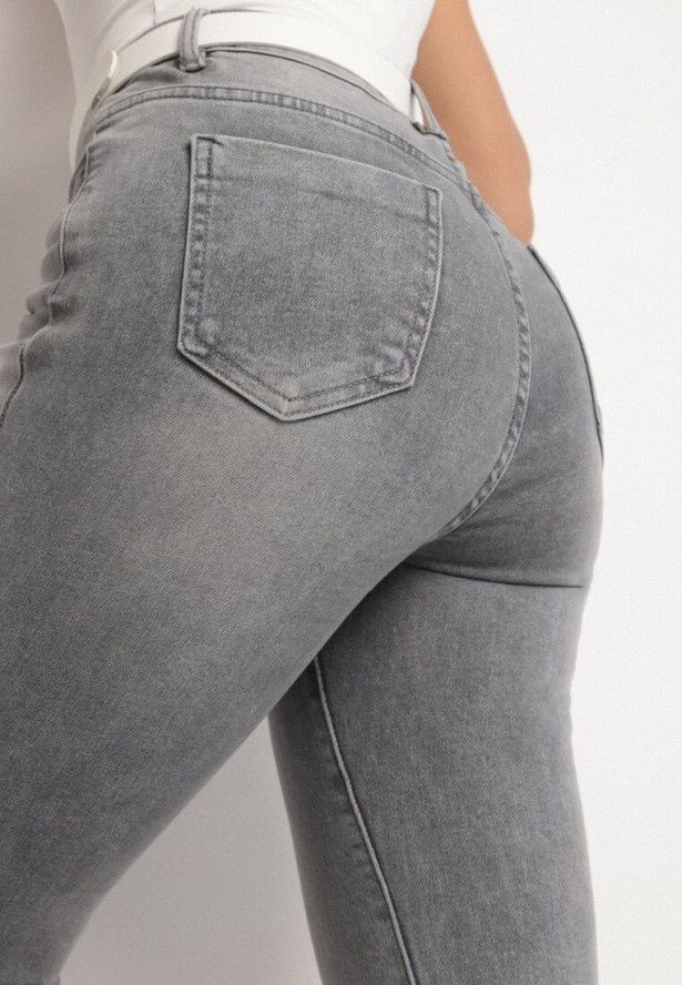 Szare Jeansy Dzwony z Wysokim Stanem Talunea