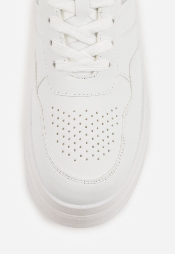 Biało-Srebrne Sneakersy VICES na Grubej Podeszwie z Przeszyciami i Tłoczeniem Berolle