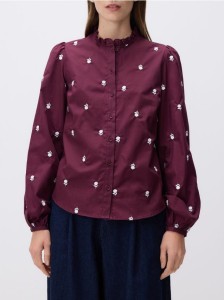 Koszula z haftowanym wzorem - bordowy