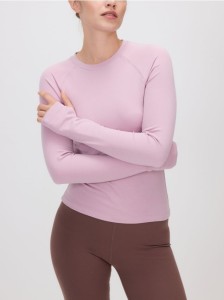Sportowy longsleeve z modalem - brudny róż