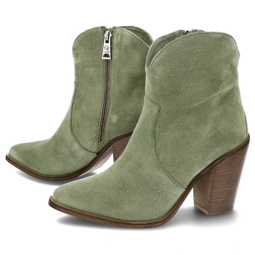 Zielone Botki Carinii Kowbojki Na Obcasie