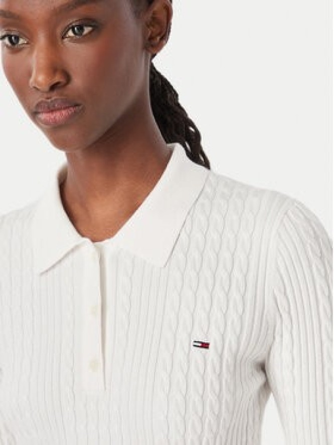 Tommy Jeans Sukienka dzianinowa DW0DW23317 Biały Slim Fit