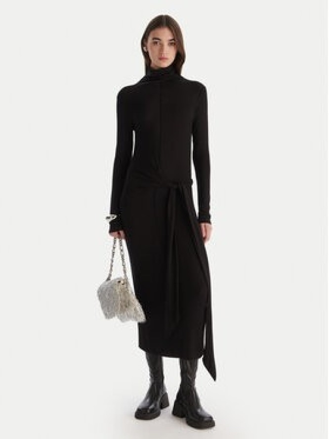 Patrizia Pepe Sukienka dzianinowa 2A2958 J337 Czarny Regular Fit