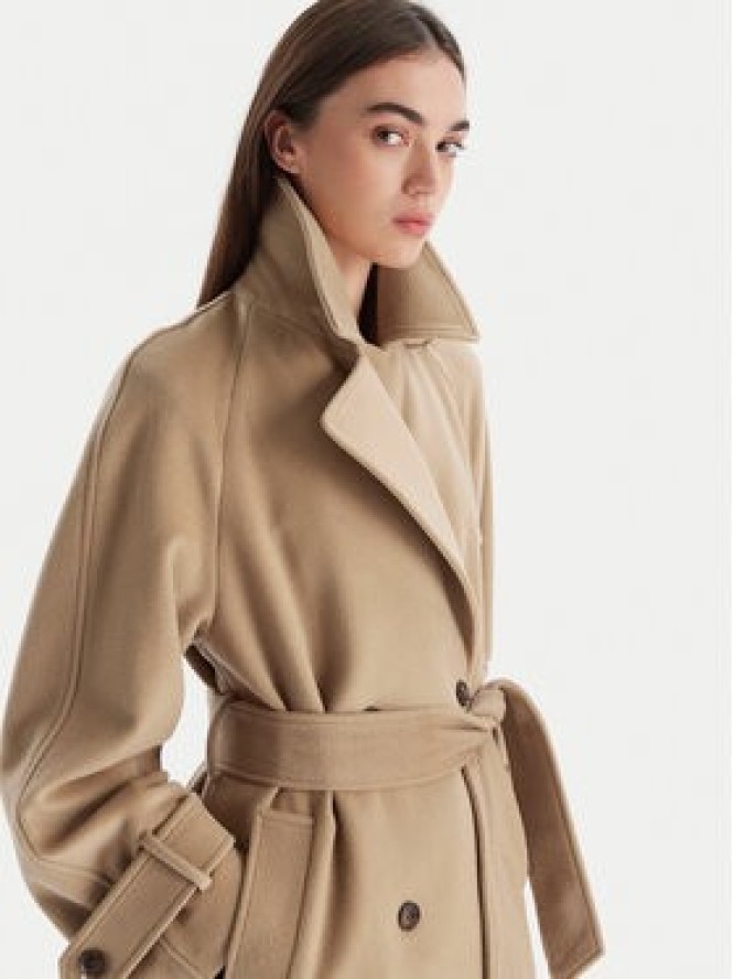Marella Płaszcz wełniany Tenna 2523016071 Beżowy Regular Fit