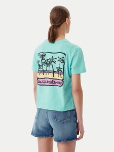 Quiksilver T-Shirt EQWZT03181 Turkusowy Relaxed Fit