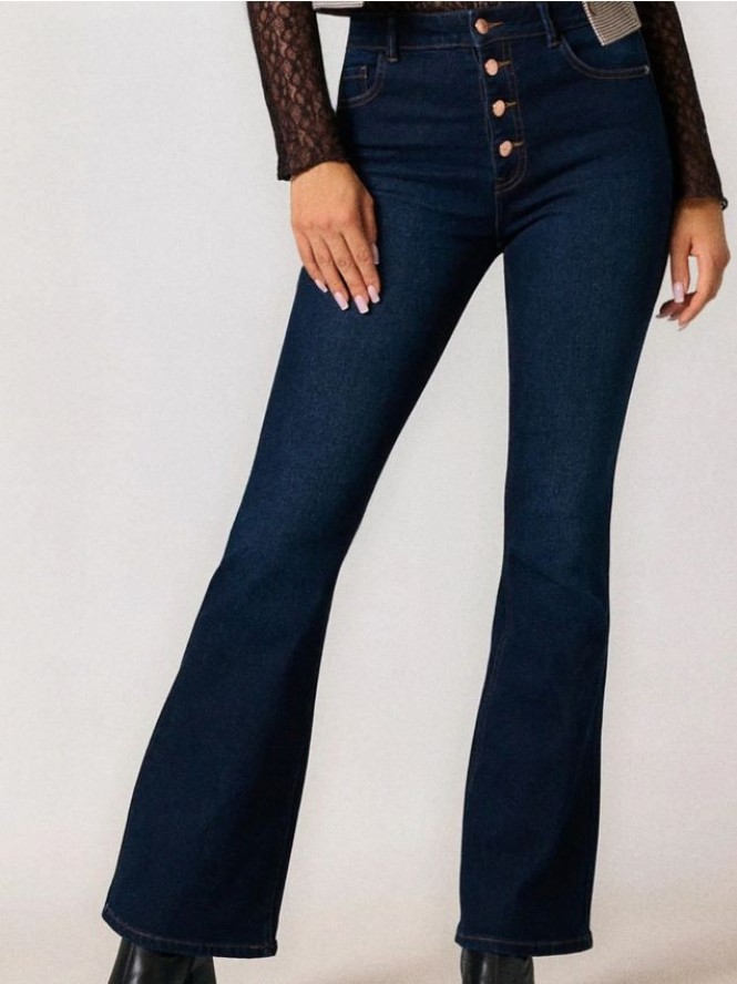 Spodnie jeansowe flare - niebieski