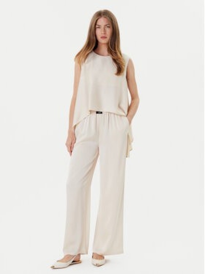 Eleh Spodnie palazzo ESS250049 Écru Regular Fit