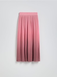 Plisowana spódnica midi - pastelowy róż