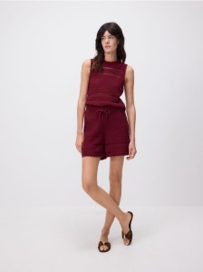 Dzianinowe szorty - bordowy