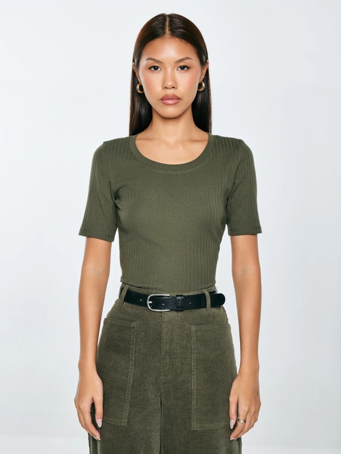 Koszulka damska w prążek khaki Asterca 303