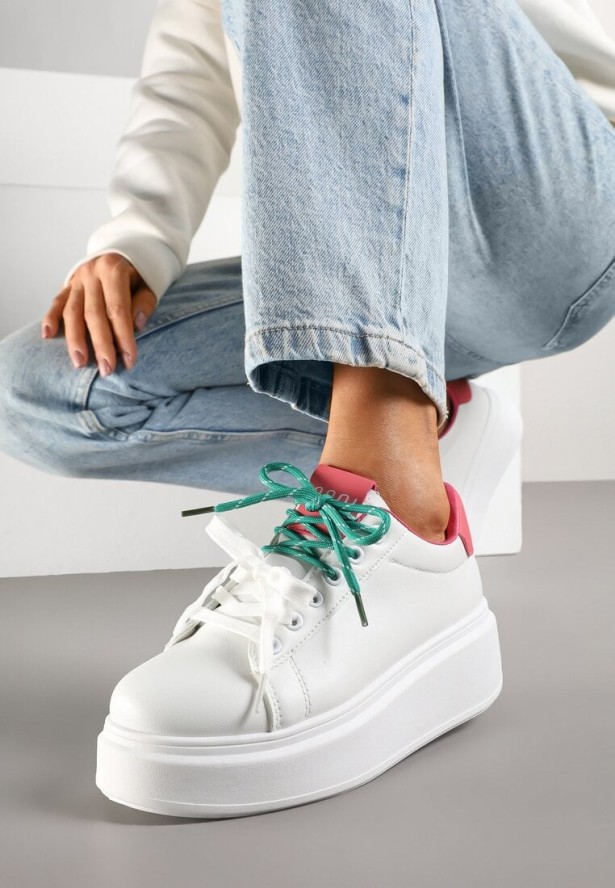 Biało-Różowe Sneakersy Ozdobione Podwójnym Wiązaniem Zdivane