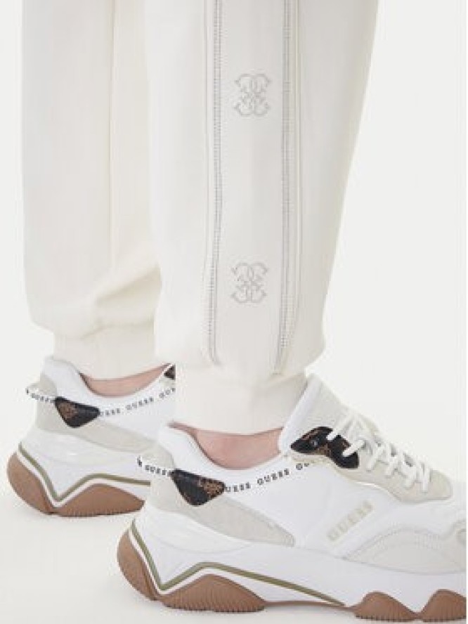 Guess Spodnie dresowe V5BB23 KCX22 Biały Regular Fit