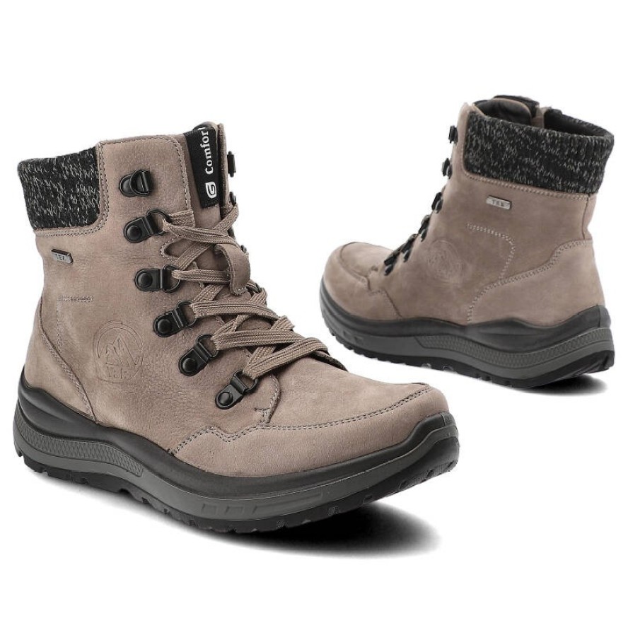 Szare Botki G-Comfort Wygodne Obuwie Damskie