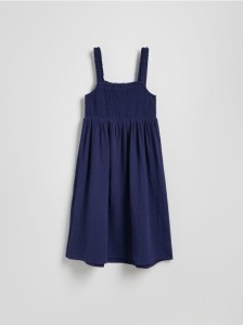 Muślinowa sukienka na ramiączkach - granatowy
