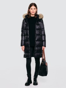 Płaszcz damski puchowy z naturalnym wypełnieniem czarny Melissa 906