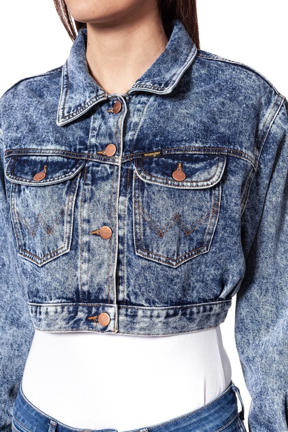 DAMSKA KURTKA JEANSOWA WRANGLER CROPPED JACKET RISKY BUSINESS W421GF25G 112128804