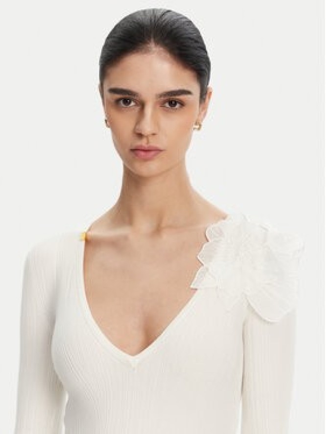 Elisabetta Franchi Sukienka dzianinowa AM-52B-51E2 Biały Slim Fit