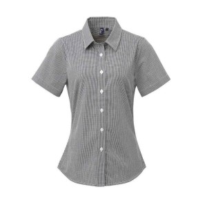 Damska Bawełniana Koszula Z Krótkim Rękawem W Kratkę Micro Gingham