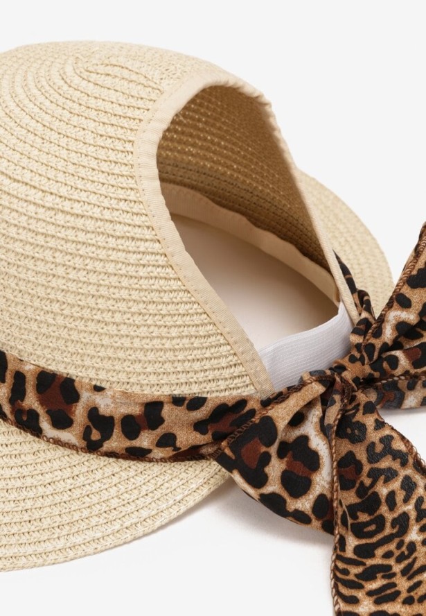 Jasnobeżowy Kapelusz z Plecionką i Ozdobną Chustą Ellan