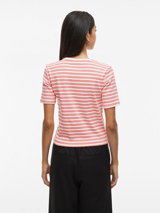 Vila Koszulka "Ola" w kolorze biało-czerwonym rozmiar: XL