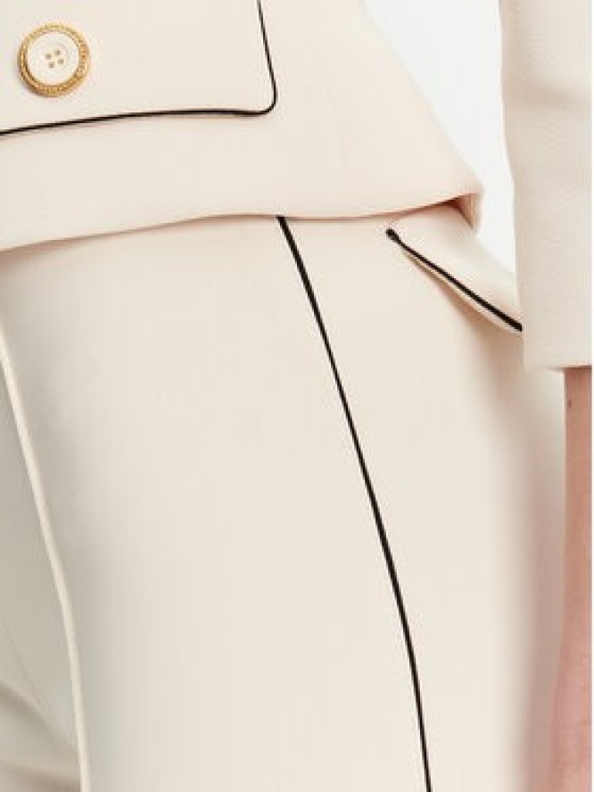 Elisabetta Franchi Spodnie materiałowe PA-084-51E2 Écru Regular Fit