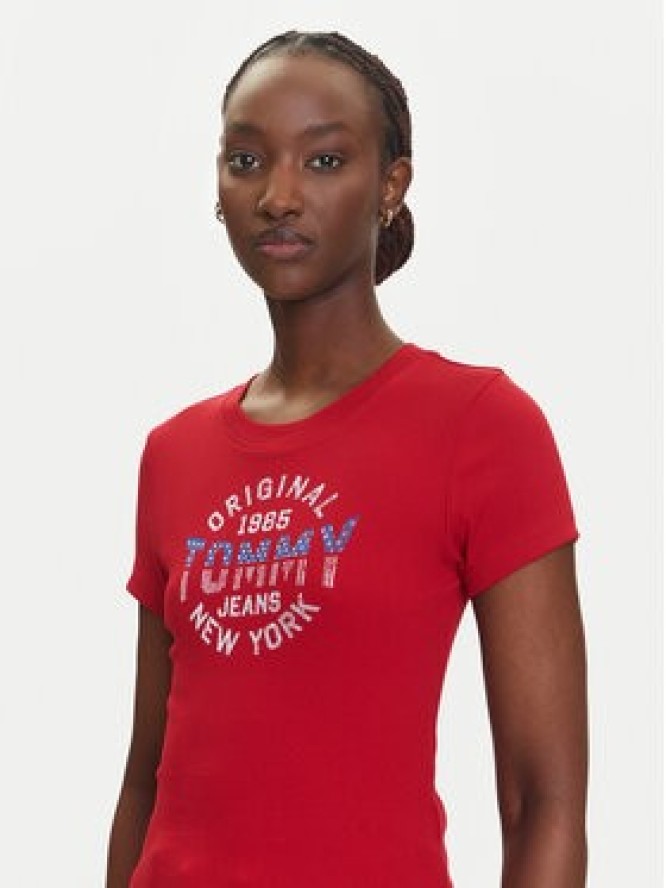 Tommy Jeans T-Shirt DW0DW21421 Czerwony Slim Fit