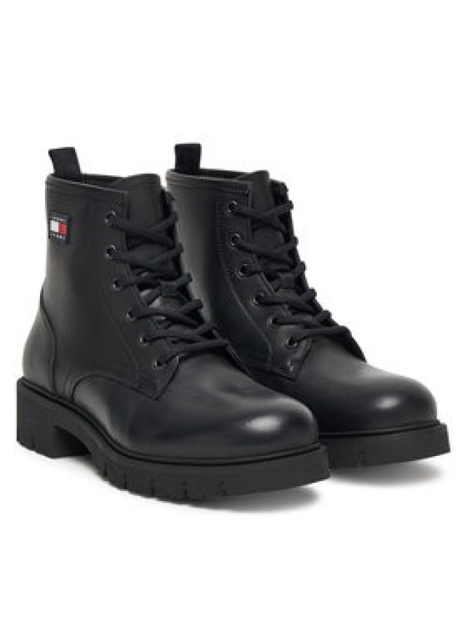Tommy Jeans Trapery Tjw Lace Up Leather Boot EN0EN02824 Czarny
