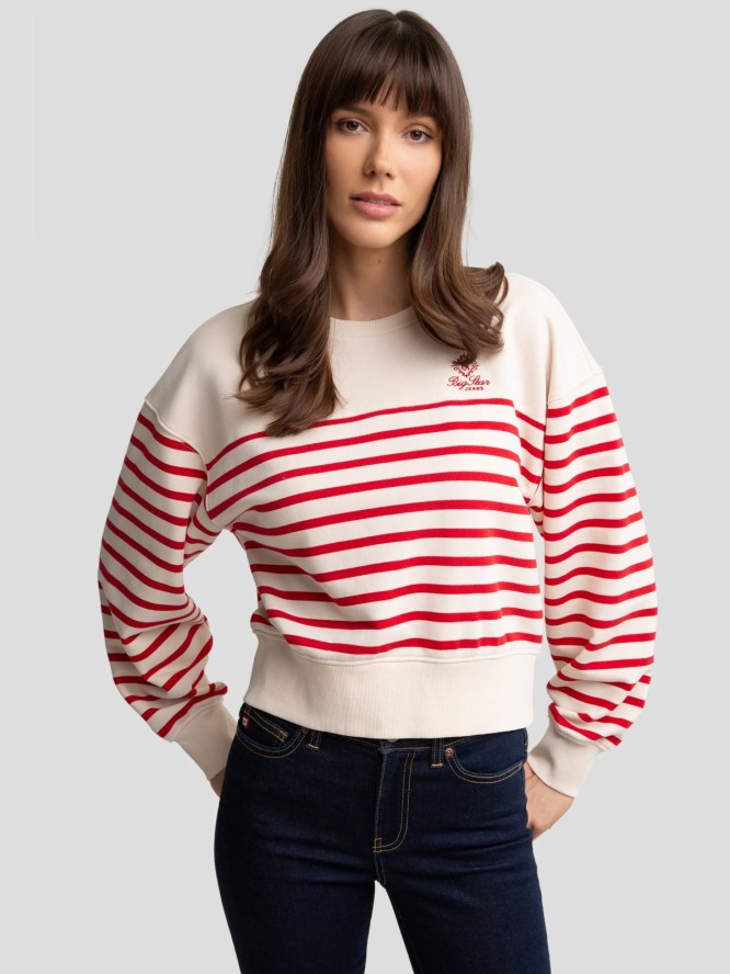 Bluza damska bawełniana w paski kremowa Rosa 103