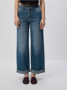 Jeansy wide leg - granatowy