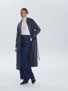 Jeansy wide leg z wiązaniem - indigo jeans