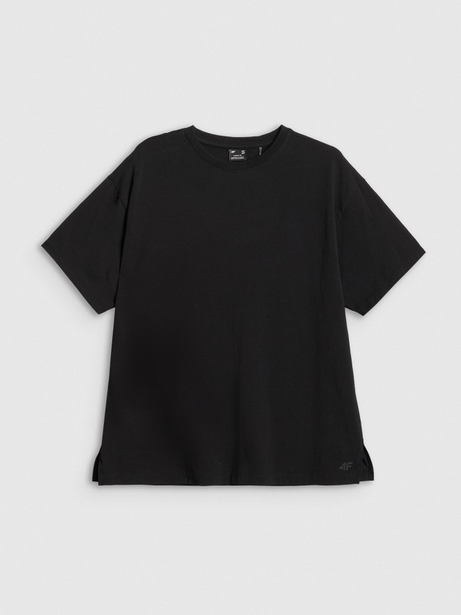 4F T-shirt loose gładki damski - czarny M