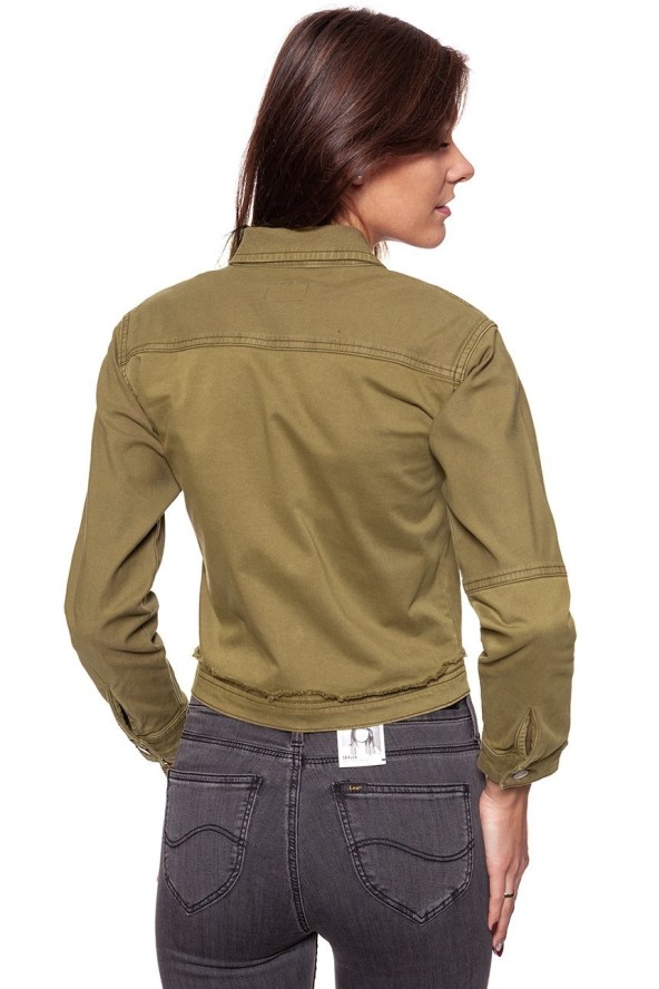 DAMSKA KURTKA JEANSOWA WRANGLER CROP JACKET ARMY GREEN W402CBGV7 112128688