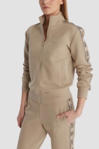 GUESS Beżowa damska bluza rozpinana z lampasami Britney, Rozmiar M
