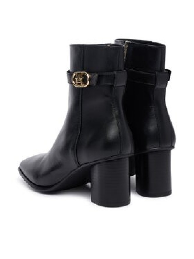 Tommy Hilfiger Botki Th Strap Leather Block Heel Boot FW0FW09488 Czarny