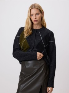 Spódnica mini z imitacji skóry - oliwkowy