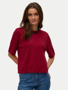 Vero Moda Sweter Silje 10320460 Czerwony ciemny Oversize