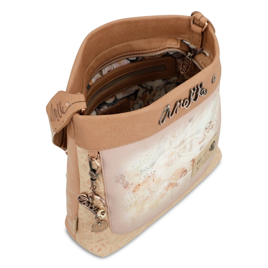 Beżowa Elegancka Damska Torebka Anekke