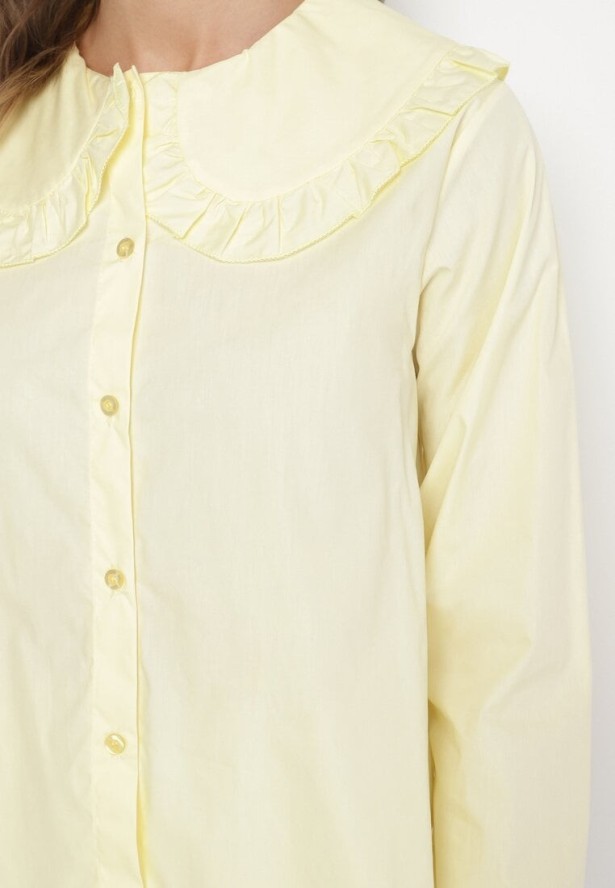 Żółta Koszula z Bawełny Ozdobiona Kołnierzykiem Fulinea