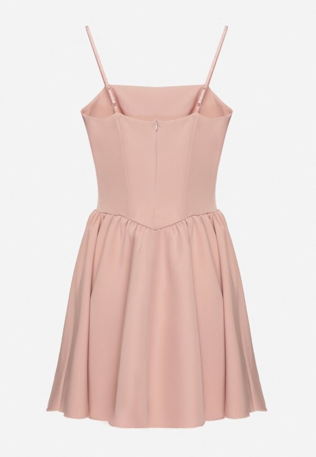 Różowa Gorsetowa Sukienka z Rozkloszowanym Dołem Lealetia